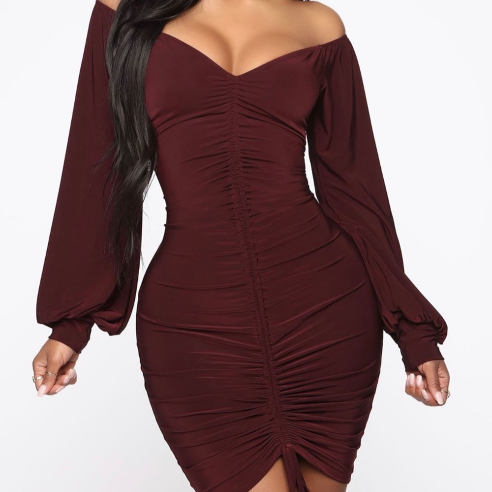 Fashion Nova Mini Dress Wine Medium